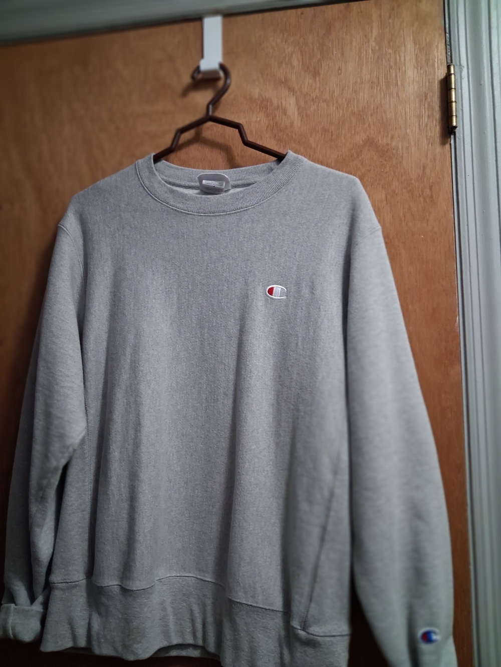 Champion Light Gray Crewneck Sweatshirt with Small Logo